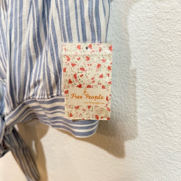 NWT Free People The Rosemary Top Blue White Stripe Women’s Size Large - Picture 5 of 7